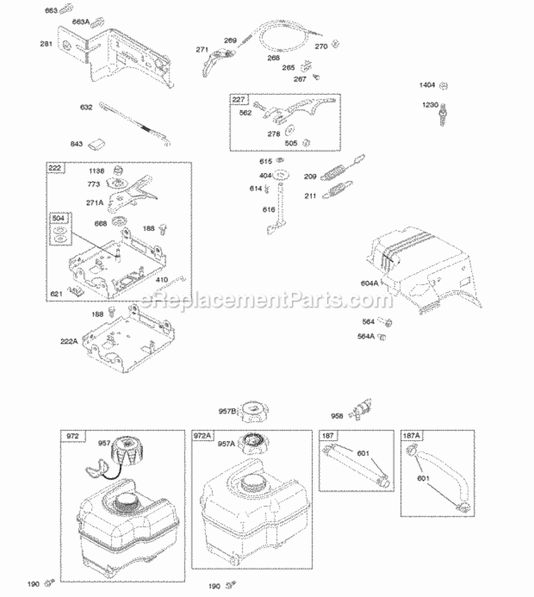 Controls Fuel Supply Governor Spring Diagram and Parts List for  Briggs and Stratton Engine